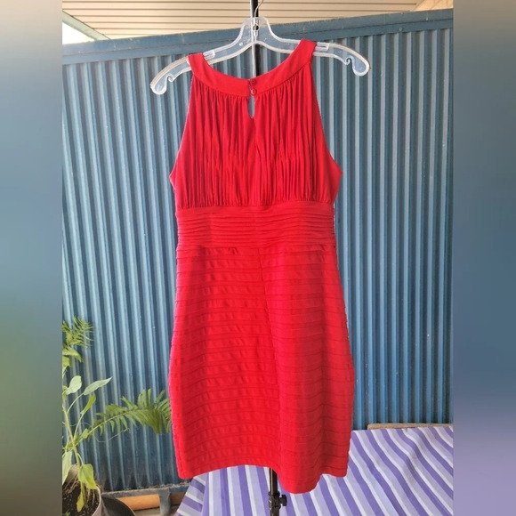 Laura Petites Red Sleeveless Midi Dress Size 14 side zipper - Picture 5 of 11
